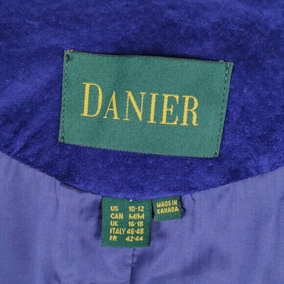 Purple Suede Lined Size 10/12 Shoulder Pads Button Blazer Jacket 90s Size 10/12 - Picture 3 of 13